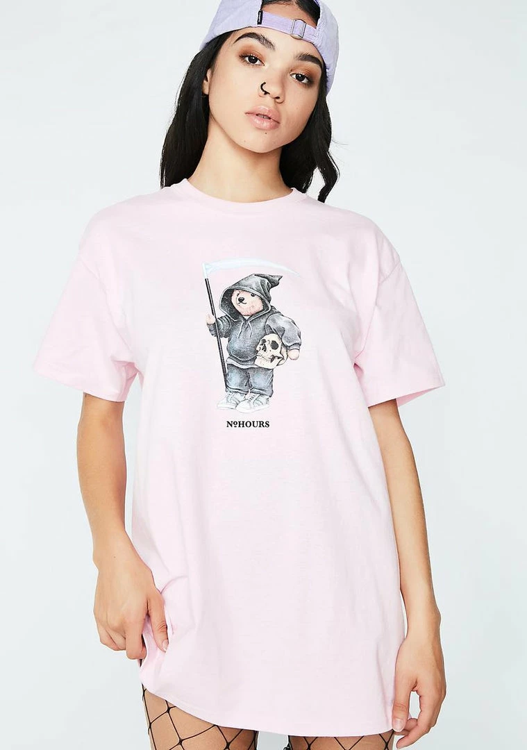 No Hours Light Pink Solo Bear Tee