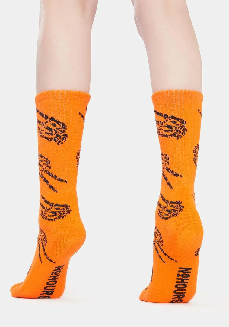 No Hours Socks & Tights Orange Peace Crew Socks