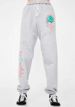 No Hours Grey New World Graphic Sweatpants