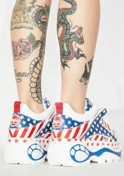 Buffalo London USA Flag Classic Low Leather Sneakers