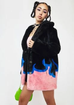 Girlfriend Material Flame Hendrix Faux Fur Coat Outerwear