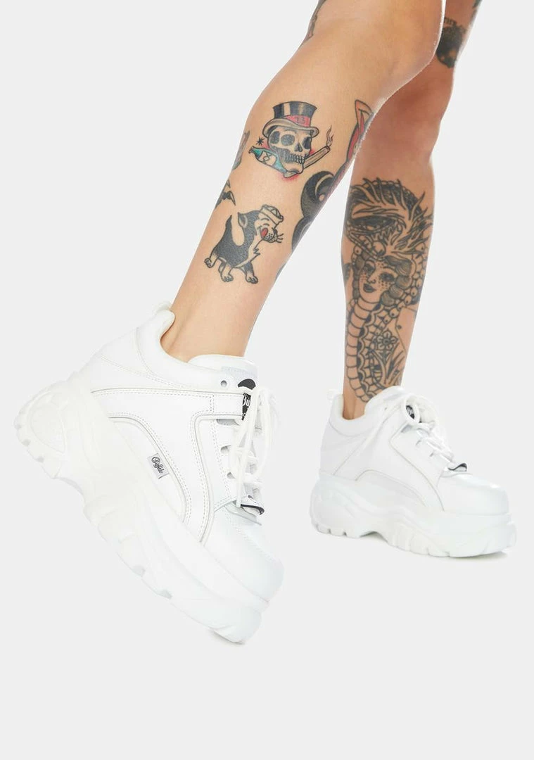 Buffalo London Platforms White Leather Platform Sneakers