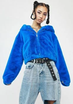 Girlfriend Material Blue Harrie Faux Fur Jacket