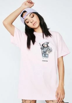 No Hours Light Pink Solo Bear Tee