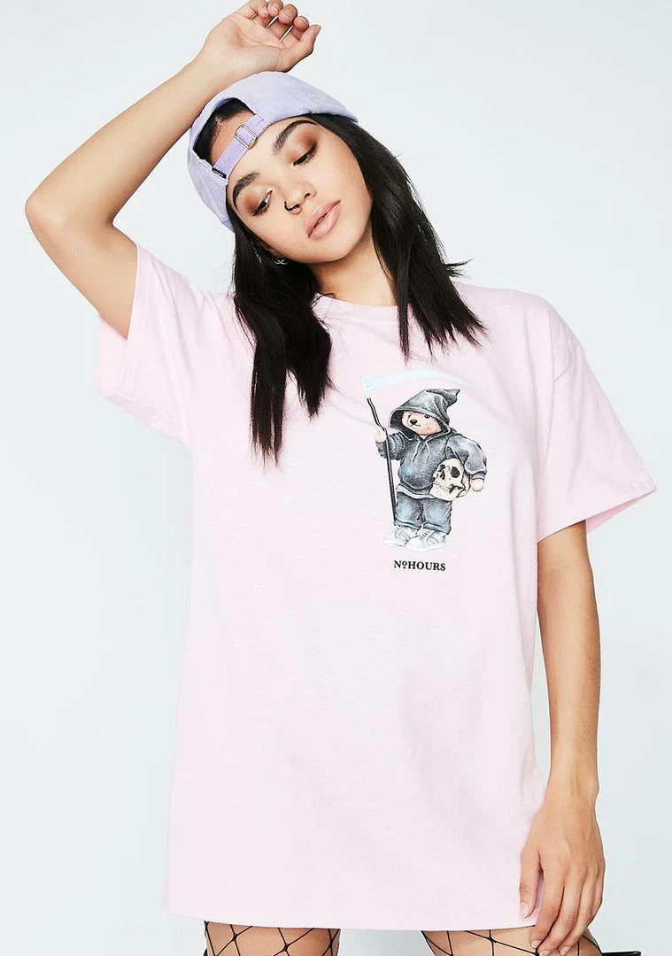 No Hours Light Pink Solo Bear Tee