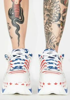 Buffalo London USA Flag Classic Low Leather Sneakers