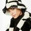 Girlfriend Material Checkered Bertie Faux Fur Bucket Hat Hats