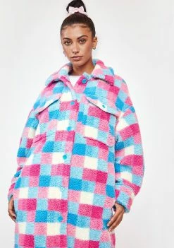 Girlfriend Material Check Sander Teddy Jacket Outerwear