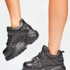 Buffalo London Platforms Black Glitter Classic Low Leather Platform Sneakers