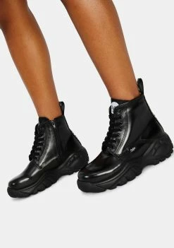 Buffalo London Black Calfskin Gillian Sneakers