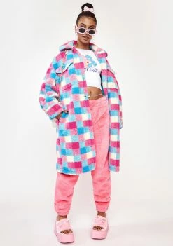 Girlfriend Material Check Sander Teddy Jacket Outerwear