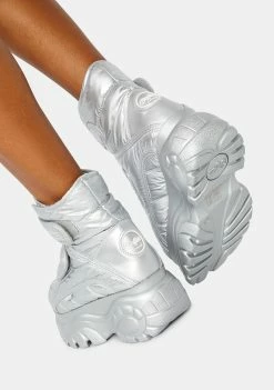 Buffalo London Platforms Silver Puffer Platform Boots