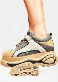 Buffalo London Platforms Beige Multi Classic Low Suede Platform Sneakers