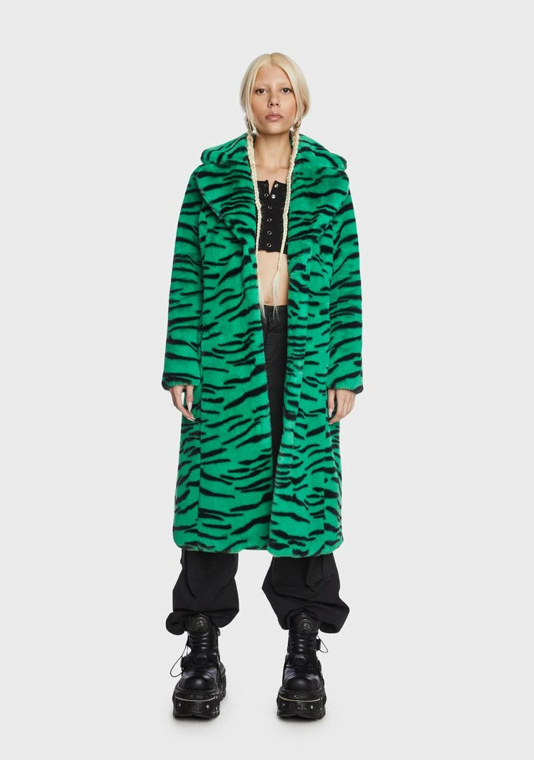 Girlfriend Material Tiger Kai Faux Fur Coat Faux Fur Jacket