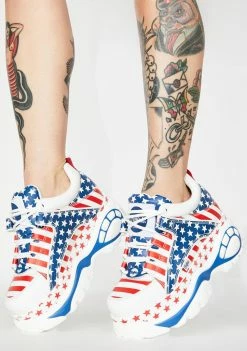 Buffalo London USA Flag Classic Low Leather Sneakers