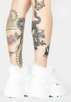 Buffalo London Classic Fur Lined Patent Sneakers Platforms