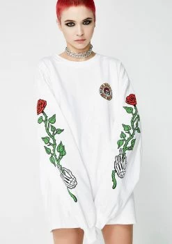 No Hours Tops Roses Long Sleeve Tee
