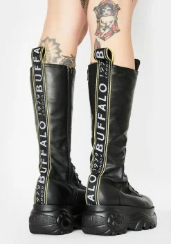Buffalo London Gill Leather Knee High Platform Boots
