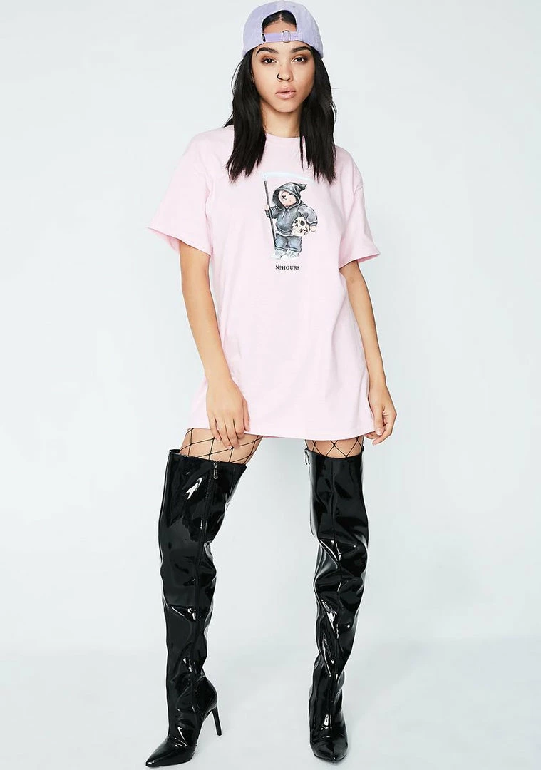 No Hours Light Pink Solo Bear Tee