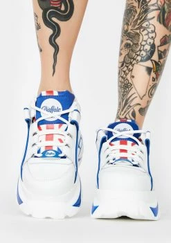 Buffalo London UK Flag Classic Low Leather Sneakers Platforms