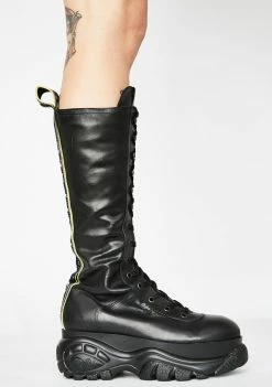 Buffalo London Gill Leather Knee High Platform Boots