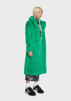 Girlfriend Material Green Kai Faux Fur Coat Faux Fur Jacket