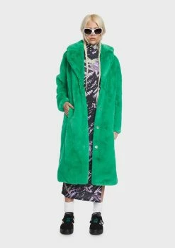 Girlfriend Material Green Kai Faux Fur Coat Faux Fur Jacket