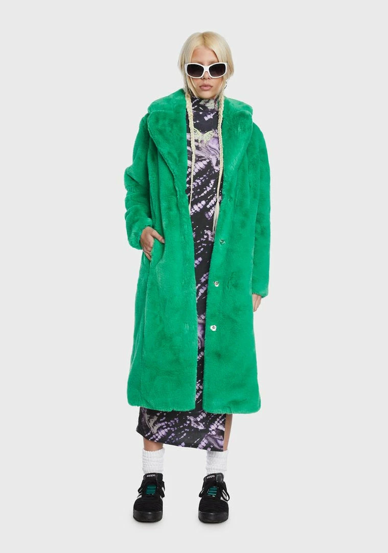 Girlfriend Material Green Kai Faux Fur Coat Faux Fur Jacket