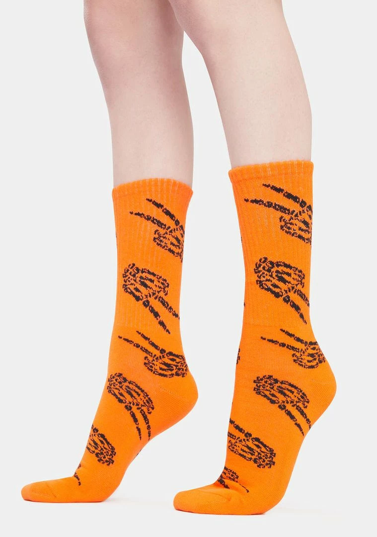No Hours Socks & Tights Orange Peace Crew Socks
