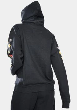 No Hours Tops Black Shroom Graphic Hoodie