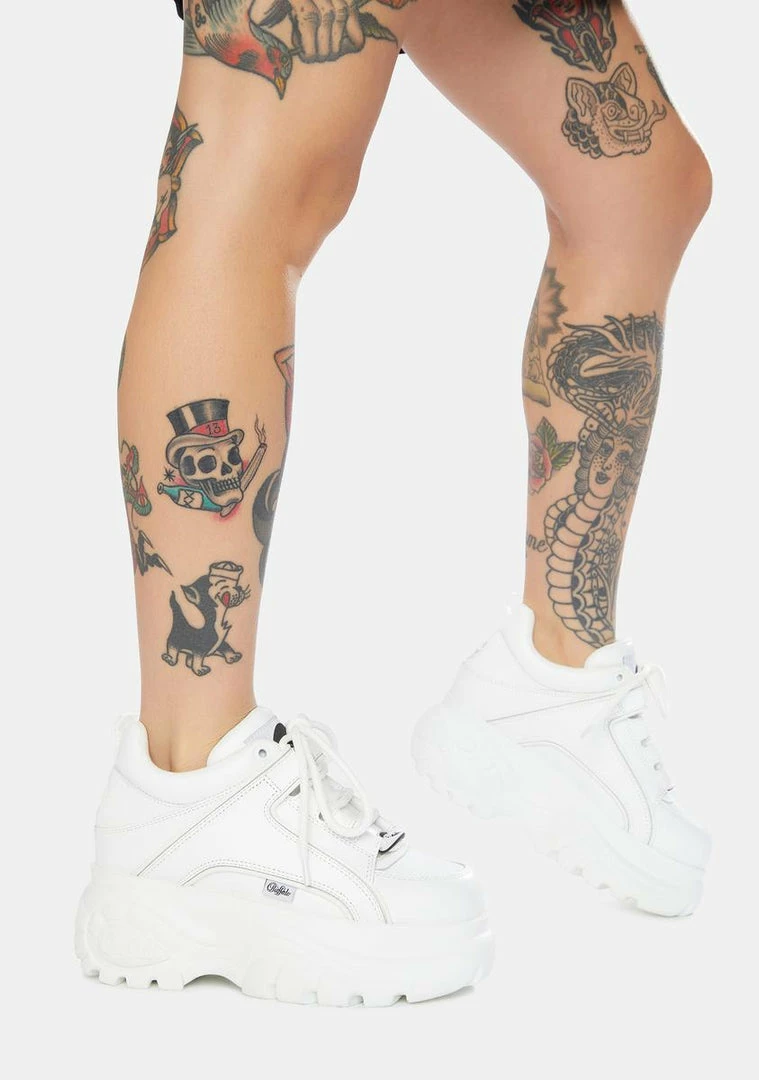 Buffalo London Platforms White Leather Platform Sneakers