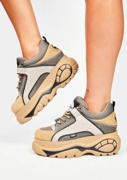 Buffalo London Platforms Beige Multi Classic Low Suede Platform Sneakers