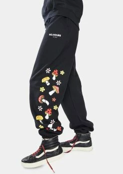 No Hours Black Shroom Graphic Sweatpants Bottoms