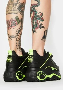 Buffalo London Black Neon Classic Low Leather Sneakers