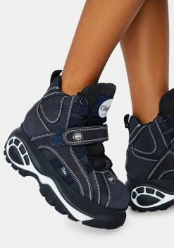 Buffalo London Platforms Black Classic High Leather Sneakers