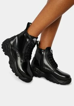 Buffalo London Black Calfskin Gillian Sneakers