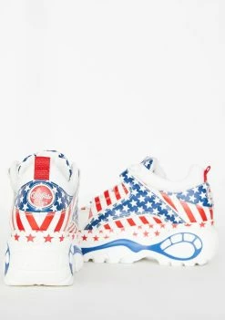 Buffalo London USA Flag Classic Low Leather Sneakers