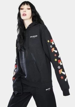 No Hours Tops Black Shroom Graphic Hoodie