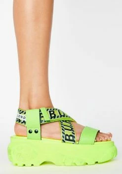 Buffalo London Neon Yellow Bo Platform Sandals Platforms