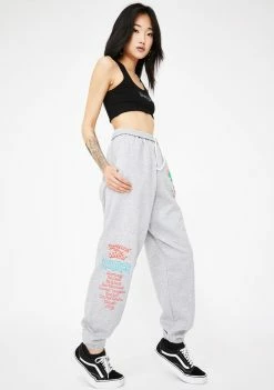 No Hours Grey New World Graphic Sweatpants