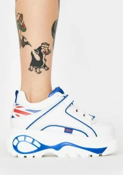 Buffalo London UK Flag Classic Low Leather Sneakers Platforms