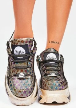 Buffalo London Multi Dot Metallic Classic Low Leather Platform Sneakers