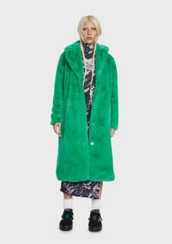 Girlfriend Material Green Kai Faux Fur Coat Faux Fur Jacket