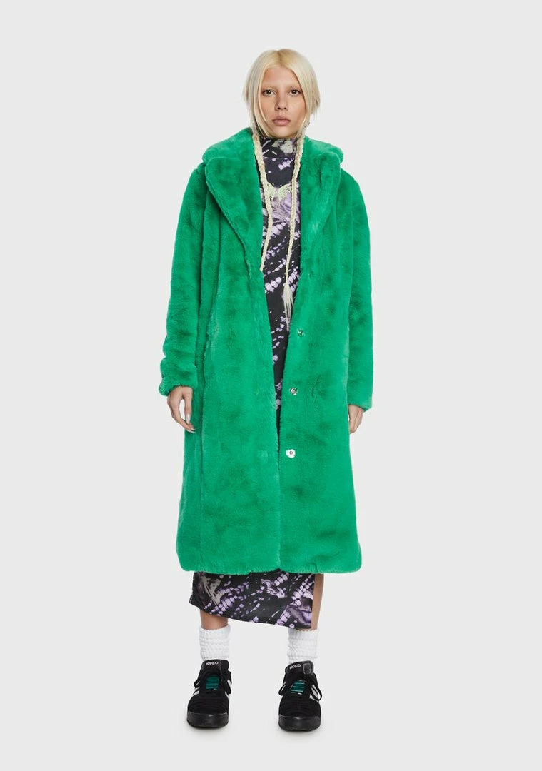 Girlfriend Material Green Kai Faux Fur Coat Faux Fur Jacket